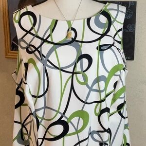 Dress Barn White, Black, Green and Grey Dress